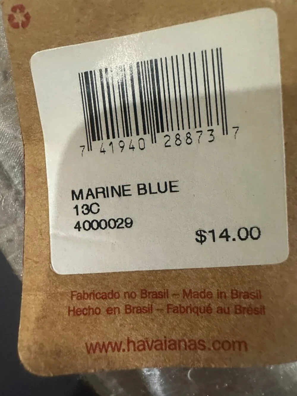 NWT Havaianas Tops Kids Marine Blue Top Flip Flops Sandal Deadstock